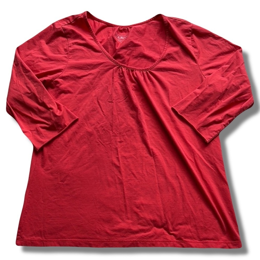 13 L.L.Bean Coral Scoop-Neck Top – Size Large | Sleeves Have Been Cropped
